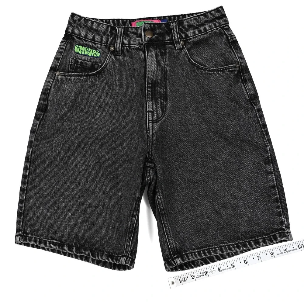 Empyre Denim Shorts Womens 0 Black Tori Skateboard‎ Baggy Skater Embroidered